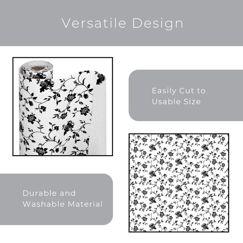 Smart Design Bonded Grip Shelf Liner - 12 Inch x 10 Feet - Non Adhesive, Strong Grip Bottom, Easy Clean Kitchen Drawer, Cabinet, Cupboard Dresser Protector Cover, Non Slip Rubber Mat - Wisteria Black - Image 4